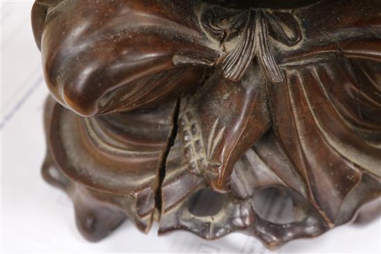 Two Chinese hardwood carvings, boxed, 12in.